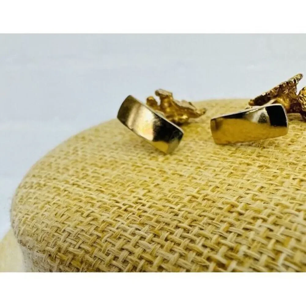 Vintage Smith Pat Pending Basset Dachshund‎ Long Hair Dog Cufflinks Gold Tone